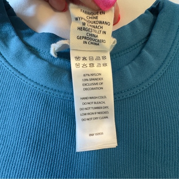 Happily Grey Women's Sleeveless Ribbed Crew Neck Bodysuit Teal Size M/L - Picture 12 of 13